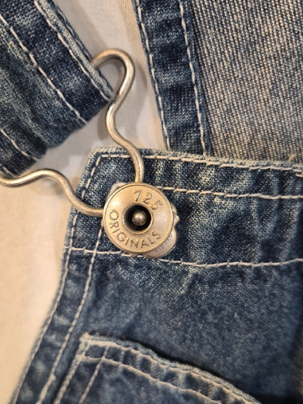 725 Originals Denim Overalls Romper Classic Blue Size Medium - Picture 7 of 8